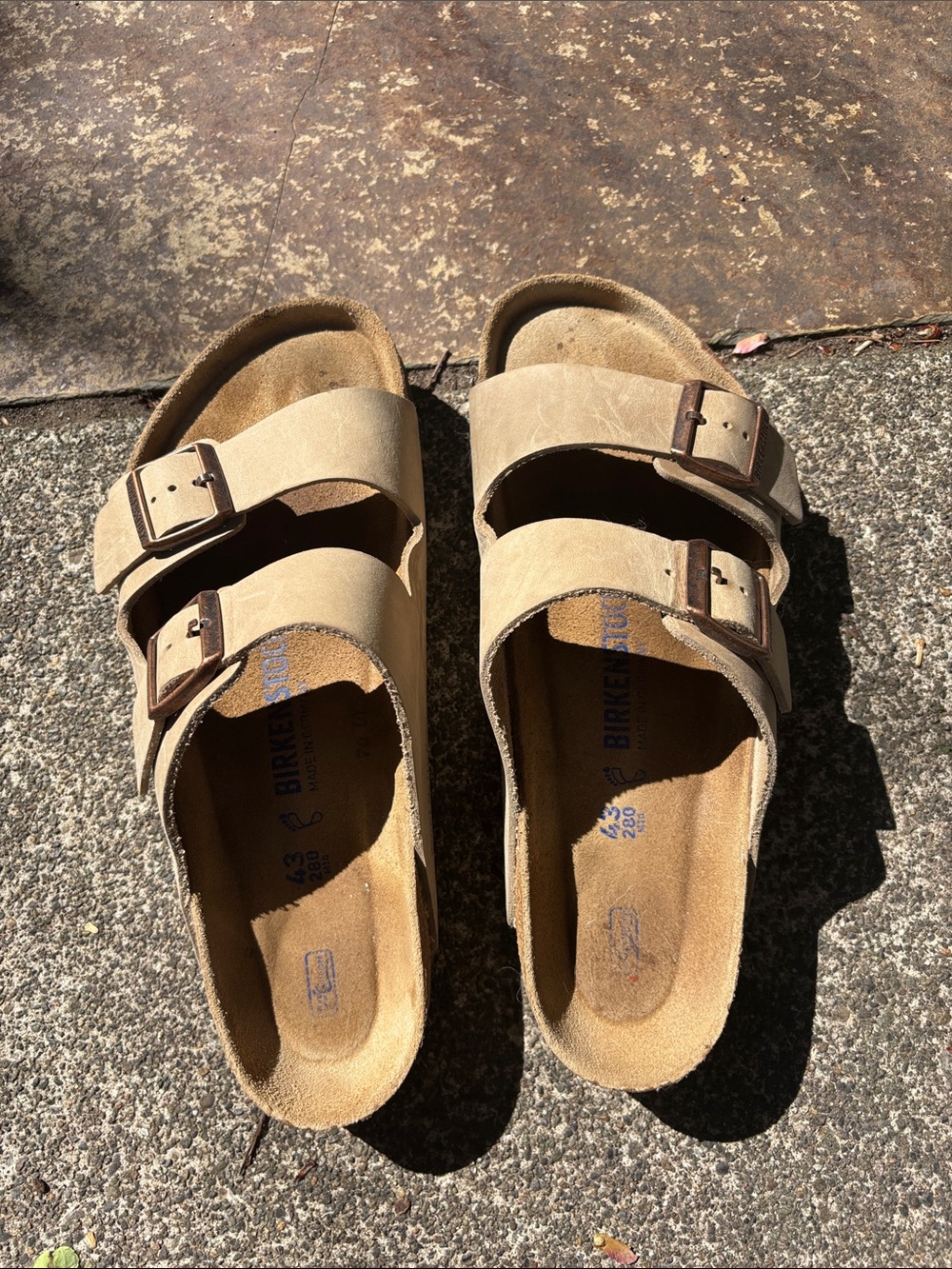 Birkenstock Kids Arizona Sandals in Beige Tan with Brown Buckles